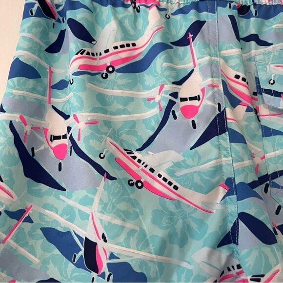 Vineyard Vines Boys Chappy Airplane Print Swim Trunks With Stretch in Jake Blue - Picture 12 of 12